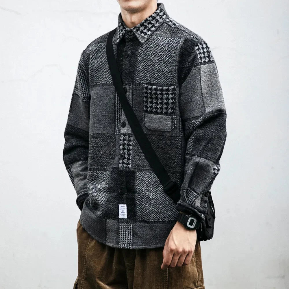 Retro Dark Color Plaid Shirt ,  - Streetwear Shirt - Slick Street