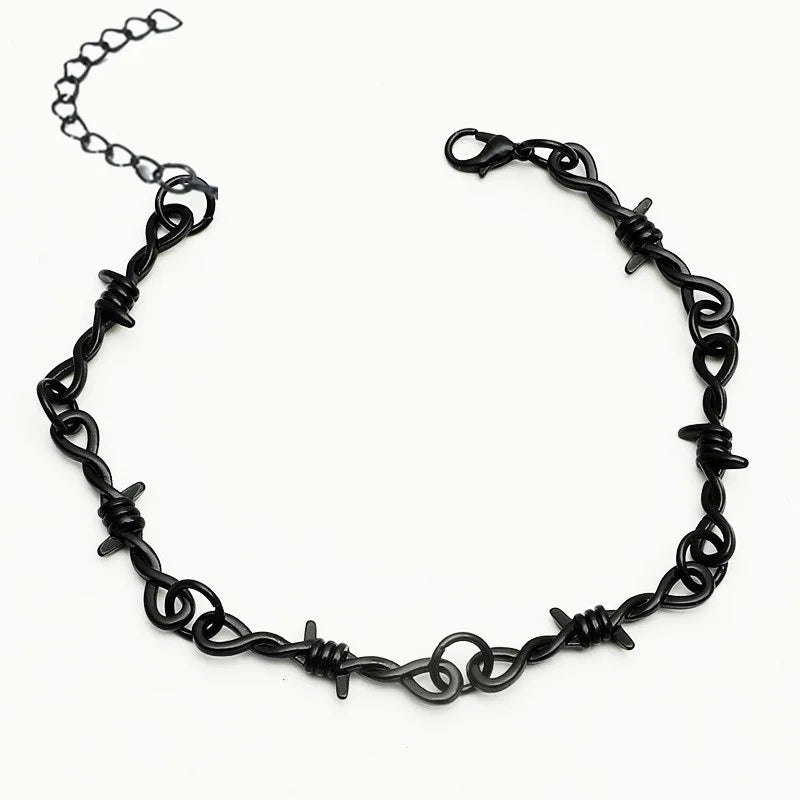 Y2K Punk Wire Necklace & Bracelet Black Bracelet,  - Streetwear Necklace - Slick Street