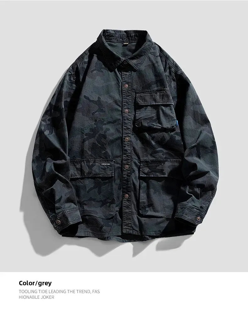 Camouflage Cotton Overshirt , - Streetwear Jackets - Slick Street