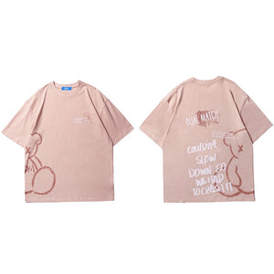 DM CATTIVO ORSO X-Eyed Bear T-Shirt Pink, S - Streetwear T-Shirts - Slick Street