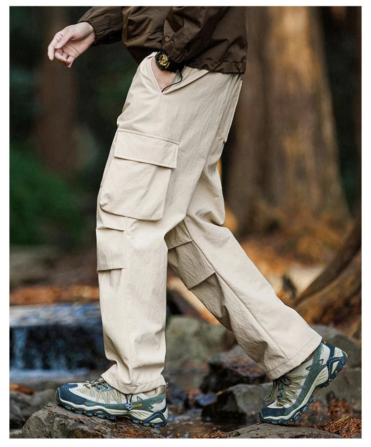 Plain Color Hiking Style Knee Pocket Pants ,  - Streetwear Pants - Slick Street