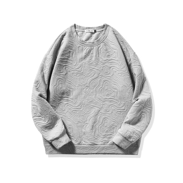 Three-dimensional Texture Crewneck Sweatshirt Grey, XS - Streetwear Sweatshirts - Slick Street