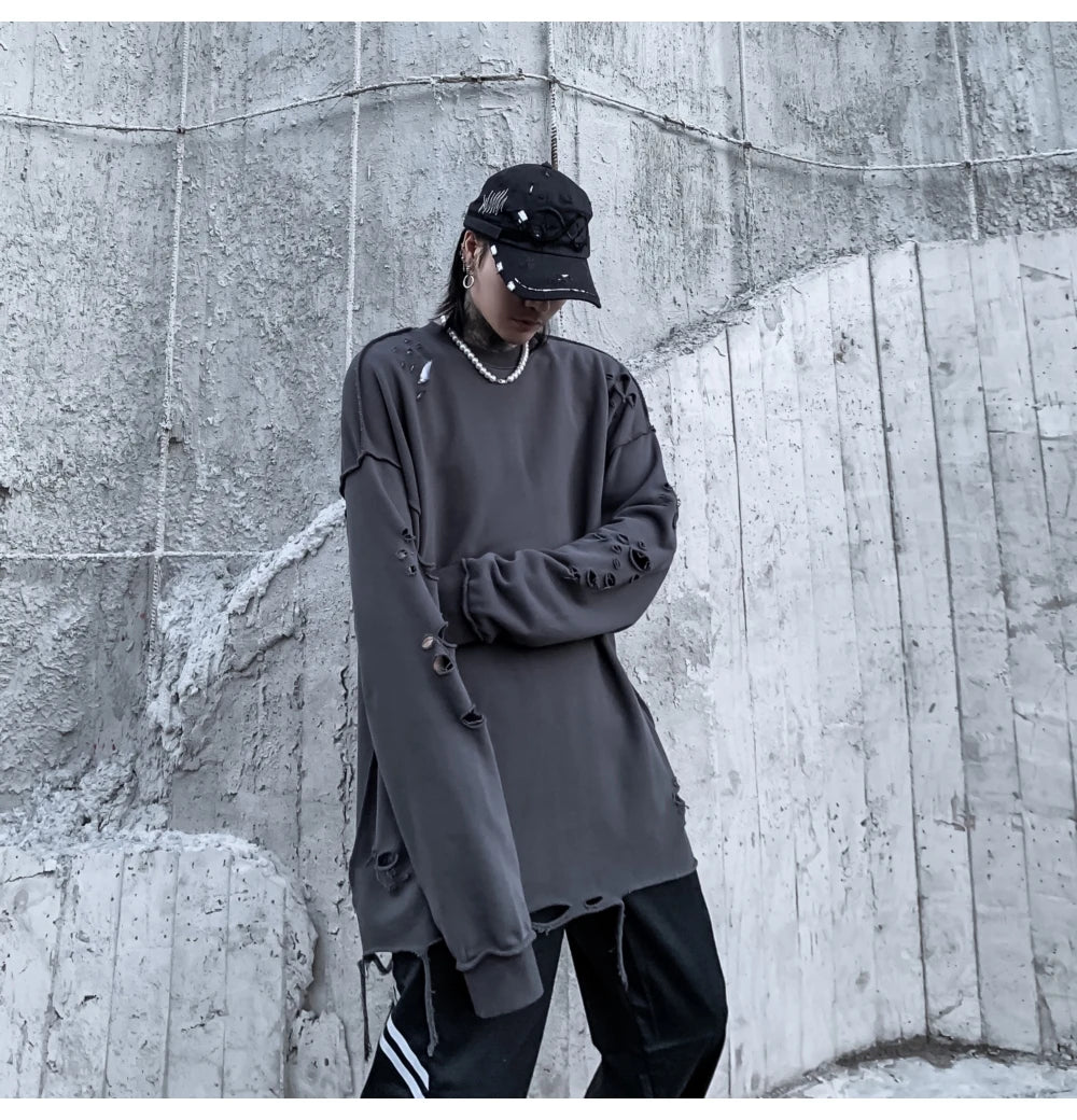 Distressed Gothic Sweatshirt , - Streetwear Sweatshirts - Slick Street