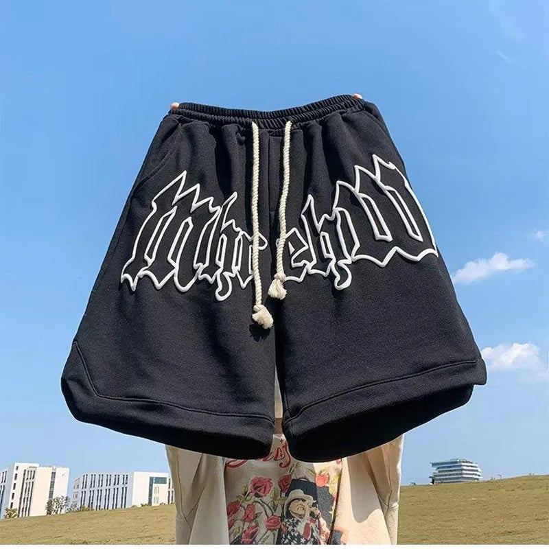 Drawstring Letter Printing Casual Loose Shorts ,  - Streetwear Shorts - Slick Street