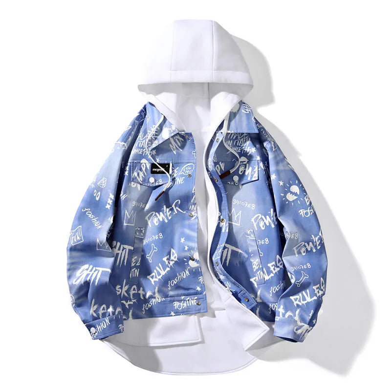 Graffiti Black Graphic Design Hoodie Blue, XS - Streetwear Hoodie - Slick Street