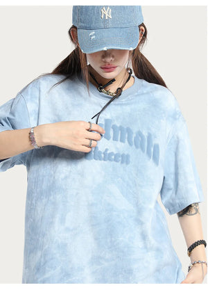 Soulmate Tie Die O-Neck Loose T-Shirt , - Streetwear T-Shirts - Slick Street