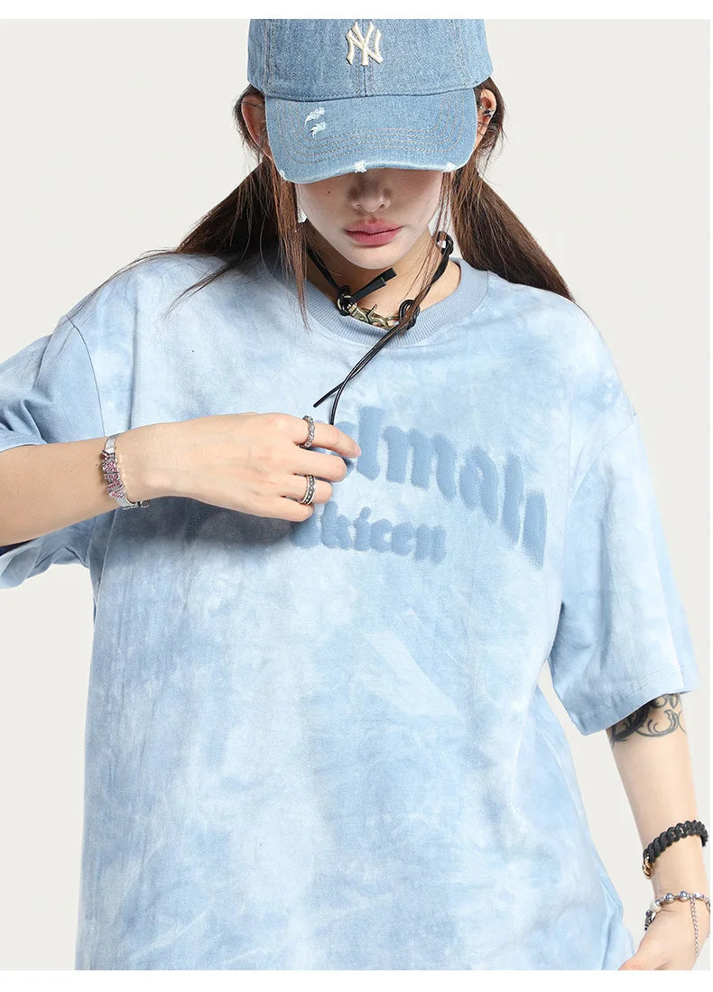 Soulmate Tie Die O-Neck Loose T-Shirt , - Streetwear T-Shirts - Slick Street
