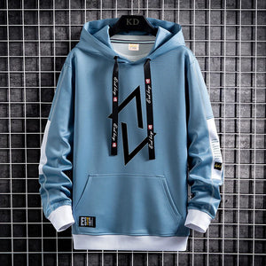 Double V Shape Pullover Hoodie Blue, XS - Streetwear Hoodie - Slick Street