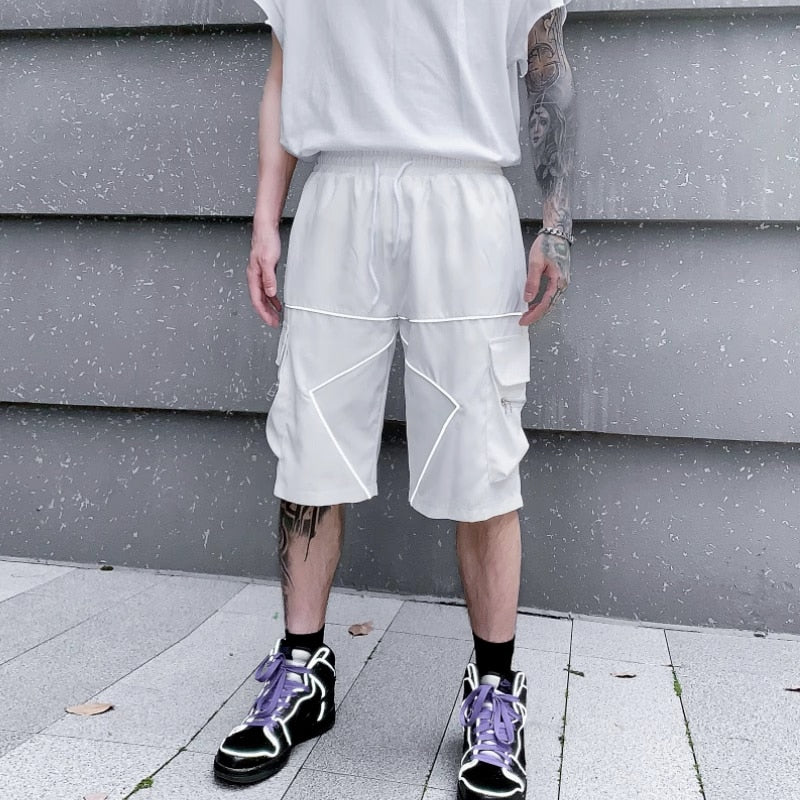 Solid Bermuda White Lining Shorts White, XS - Streetwear Shorts - Slick Street