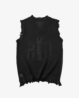 Number 86 Mesh Sleeveless Distressed Vest , - Streetwear Vest - Slick Street