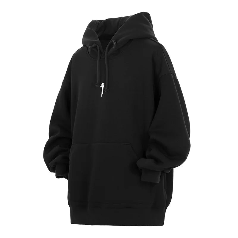 Plain Color Knit Style Pullover Hoodie Black, M - Streetwear Hoodie - Slick Street