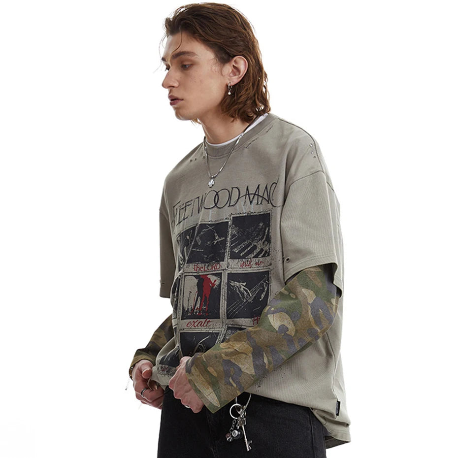 Fleetwood Mac Camo Long Sleeve T-Shirt , - Streetwear T-Shirt - Slick Street