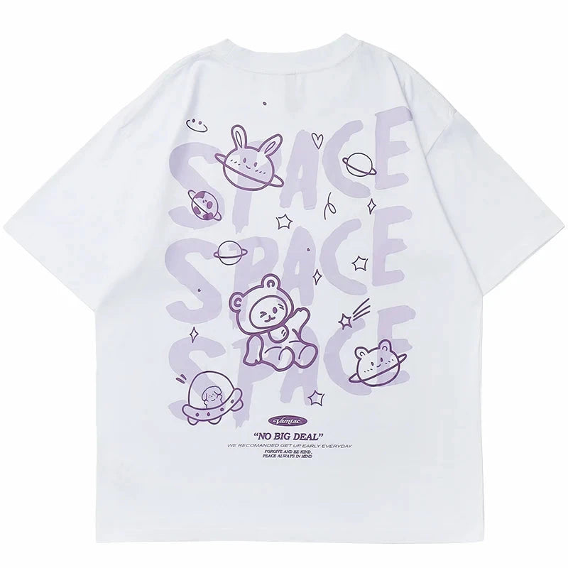 Space Rings  Happy Bear Anime T-Shirt ,  - Streetwear T-Shirt - Slick Street