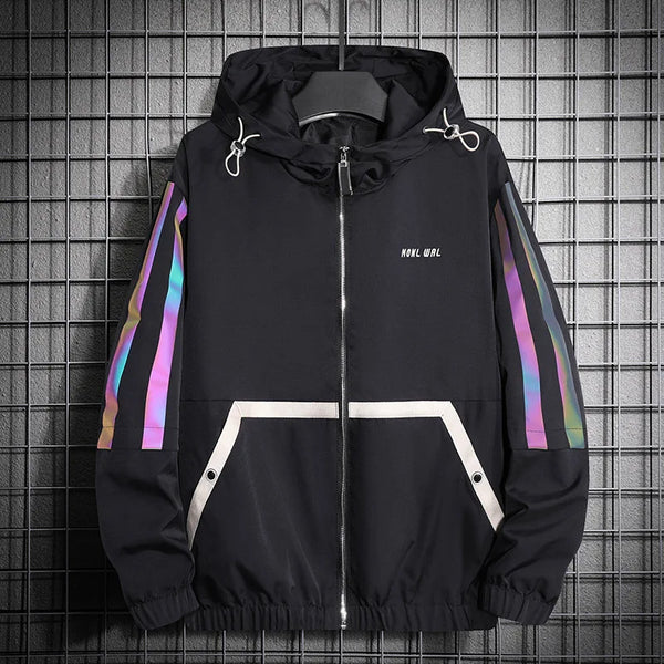 Rainbow Color Stripe Sleeves Hoodie Black, XS - Streetwear Hoodie - Slick Street