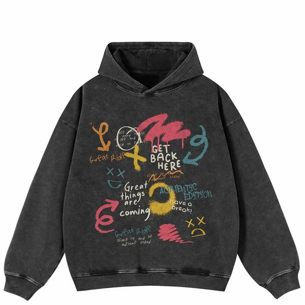 Coal Black Graffiti Letter Hoodie Black, S - Streetwear Hoodie - Slick Street