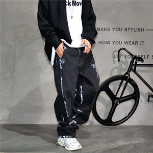 Ebony Black Splash Paint Style Pants , - Streetwear Pants - Slick Street