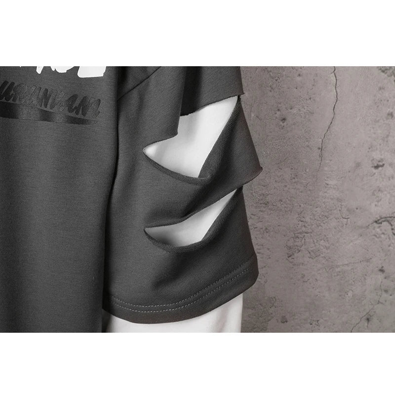 Two Tone Double Layer Style Ripped Hoodie ,  - Streetwear Hoodie - Slick Street