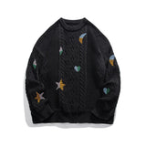 Midnight Time Knitted Ribbed Pullover Sweater Black, XS - Streetwear Sweater - Slick Street