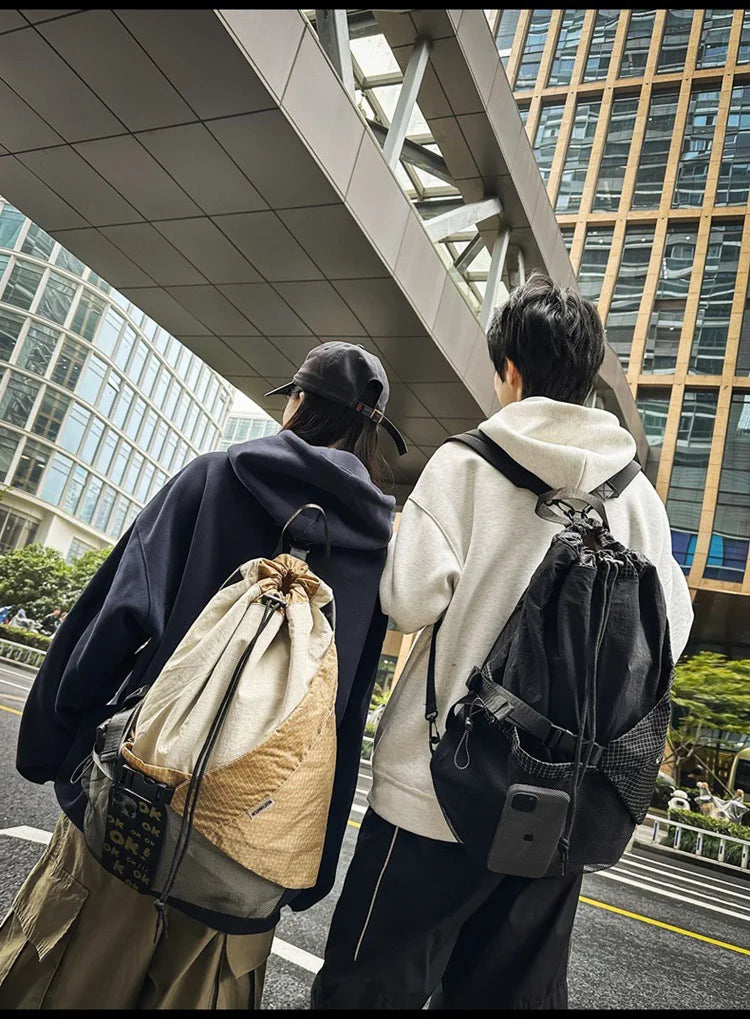 Two Tone Drawstring Backpack , - Streetwear Bag - Slick Street