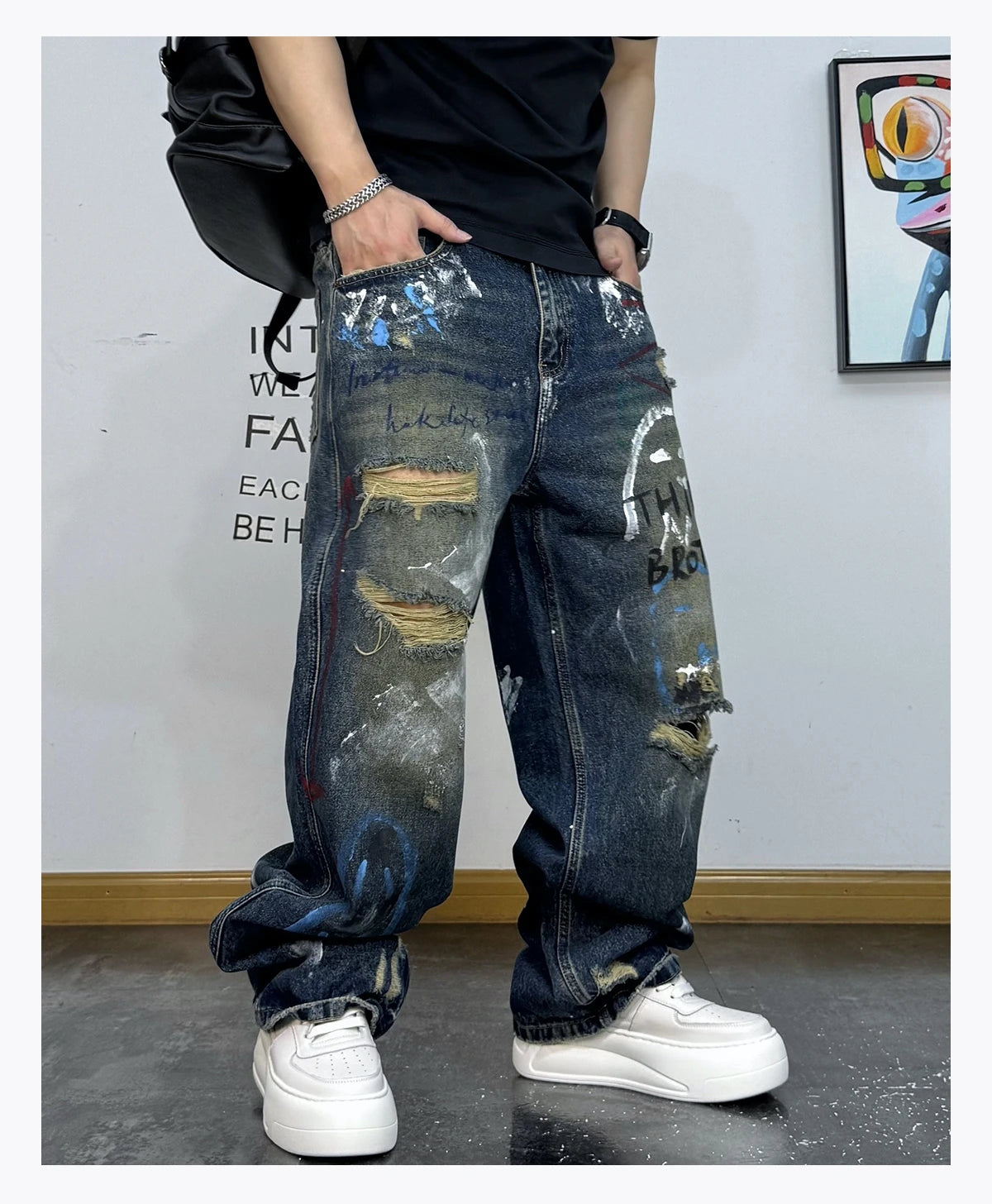 Third Brother Ripped Denim Jeans , - Streetwear Jeans - Slick Street