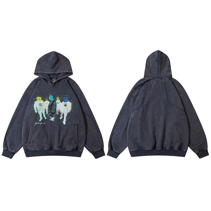 Dark Wear Shadow Graphic Pullover Hoodie Blue, XXS - Streetwear Hoodie - Slick Street