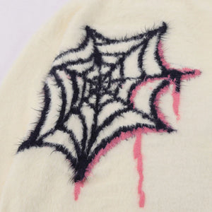 Star Spider Web Knitted Sweater , - Streetwear Sweater - Slick Street
