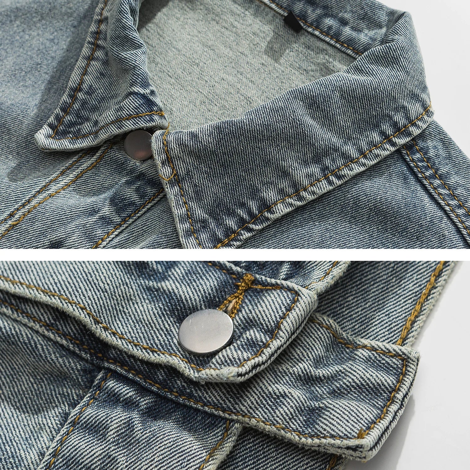 Tied Die Lapel Button Up Jean Jacket ,  - Streetwear Pants - Slick Street