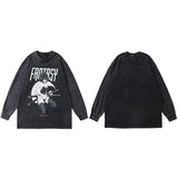 FANTASY Japanese Anime Girl Graphic T-Shirt Black, M - Streetwear T-Shirt - Slick Street