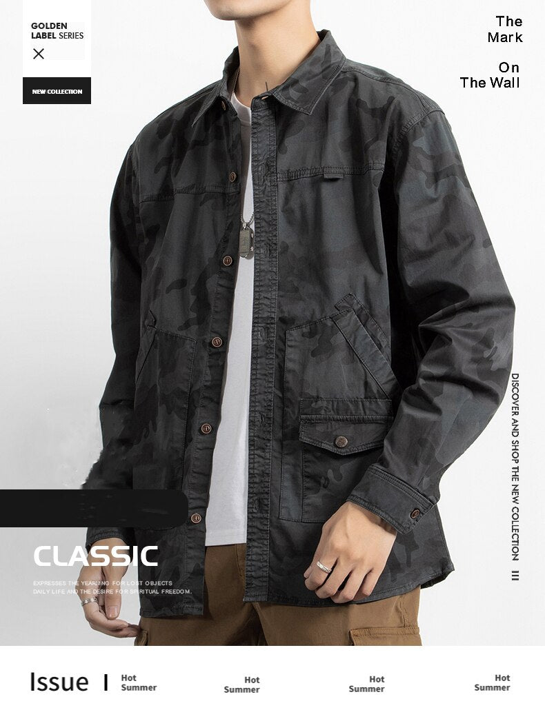 Classic Safari Camo Style Patch Pocket Jacket ,  - Streetwear Jacket - Slick Street