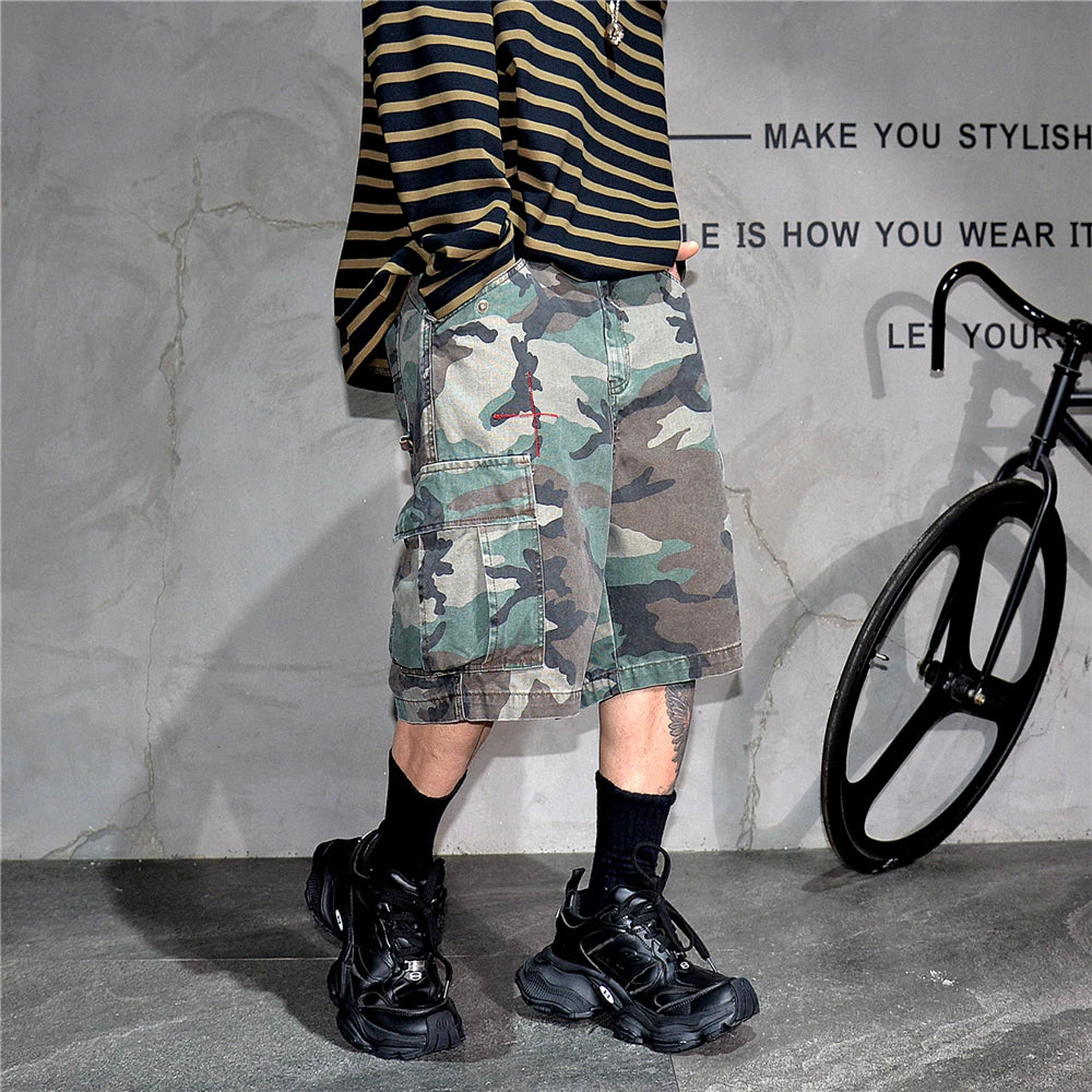 Tactical Camouflage Knee Length Shorts , - Streetwear Shorts - Slick Street