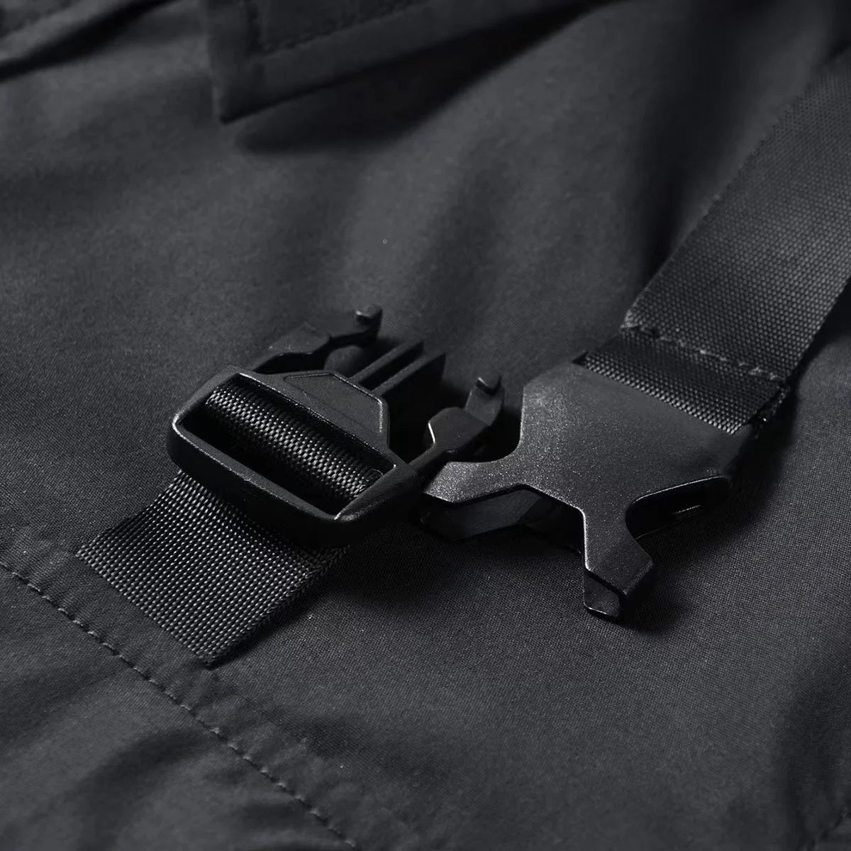 Coal Black Buckles Up Chest Pockets T-Shirt , - Streetwear T-Shirts - Slick Street