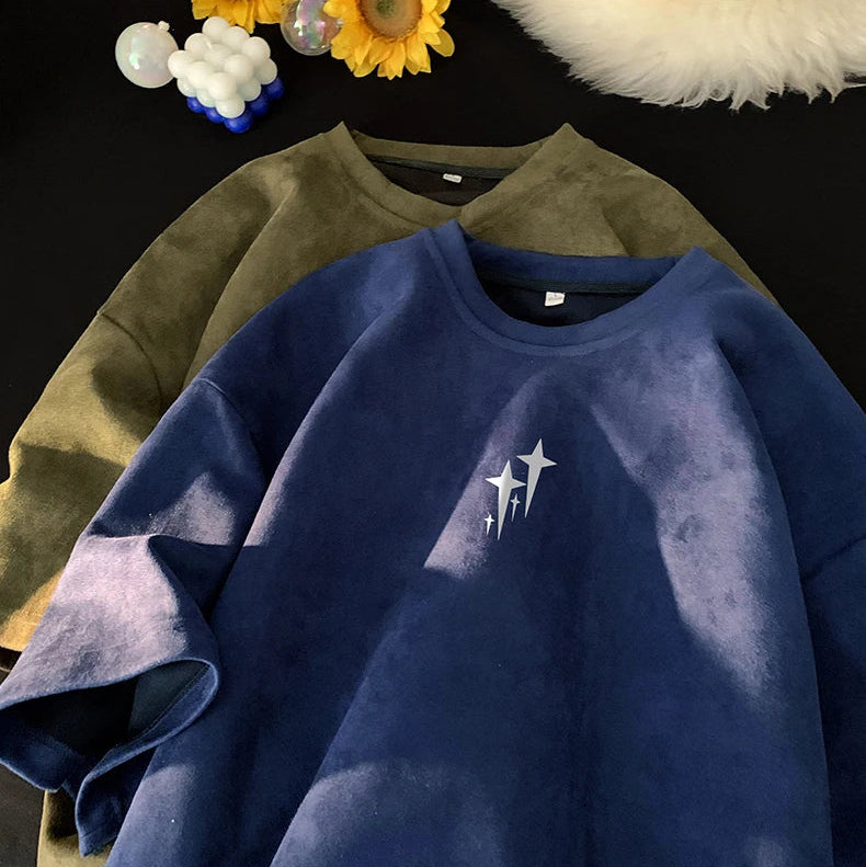 Knobby Star Graphic Crew Neck T-Shirt , - Streetwear T-Shirts - Slick Street