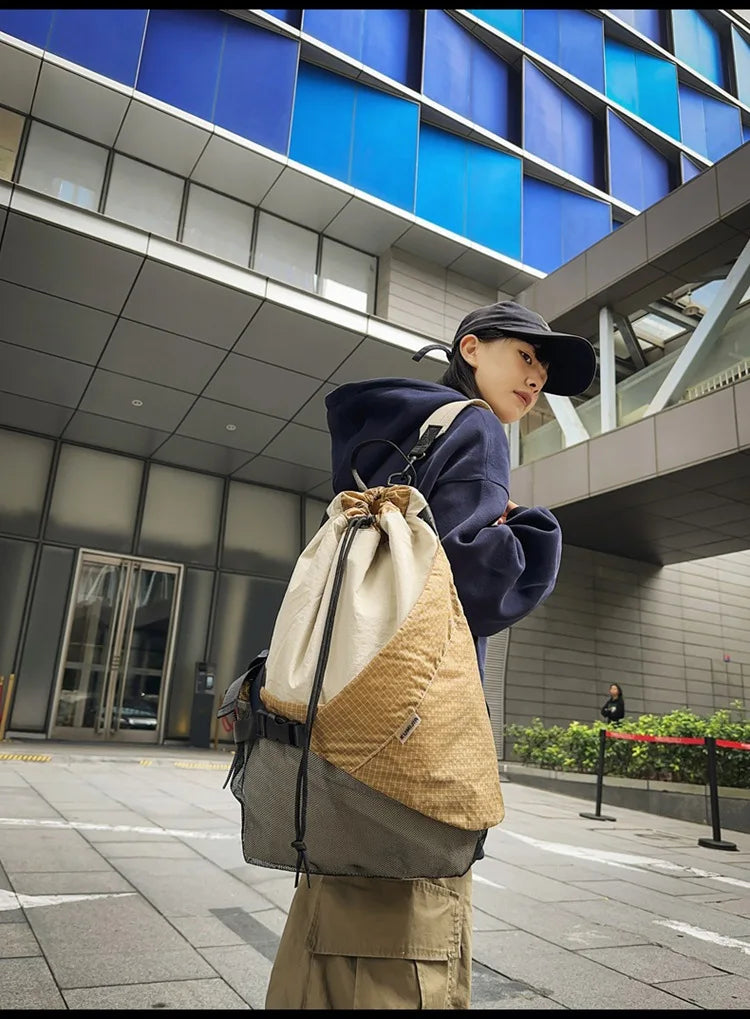 Two Tone Drawstring Backpack , - Streetwear Bag - Slick Street