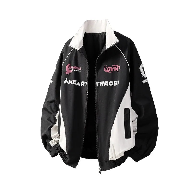 HEARTHOB Racer Bomber Jacket Black, XS - Streetwear Jacket - Slick Street