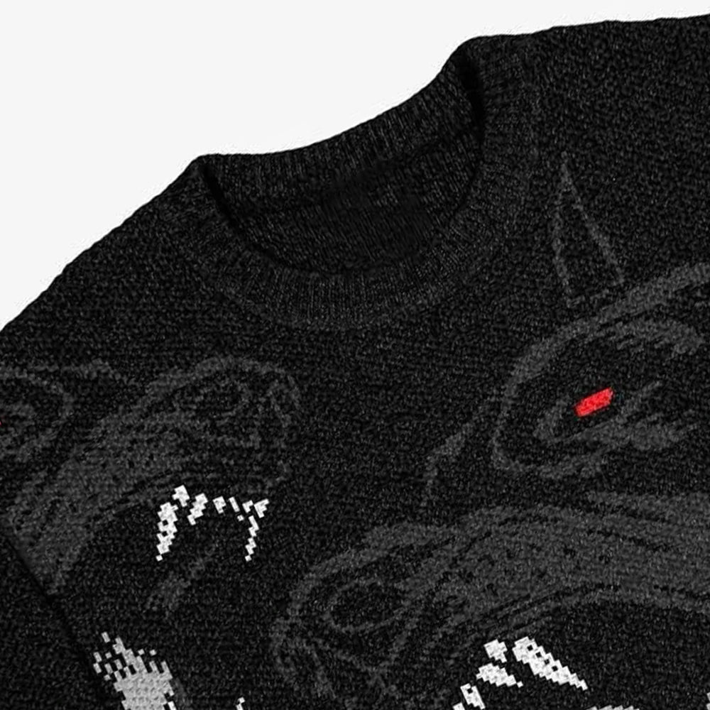 Devil Doberman Knitwear Sweater , - Streetwear Sweater - Slick Street