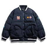 OREGON WILD Rock Patches Bomber Jacket Navy blue, XS - Streetwear Jacket - Slick Street
