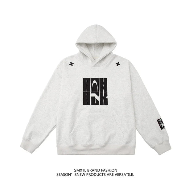 Plain Color Embroidery Hoodie White, XS - Streetwear Hoodie - Slick Street