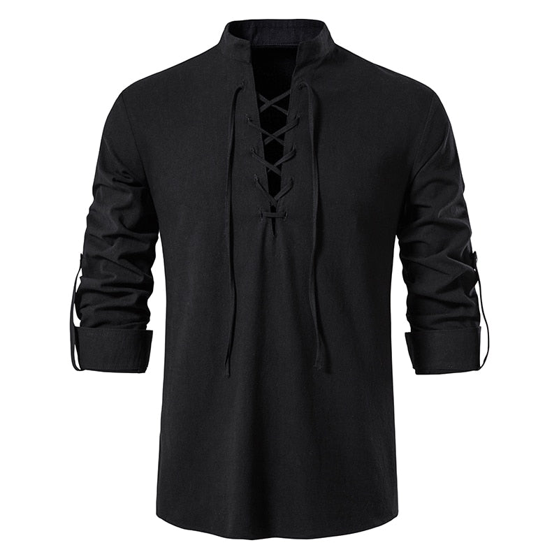 V Placket Lattice Lacing Style T-Shirt , - Streetwear T-Shirts - Slick Street