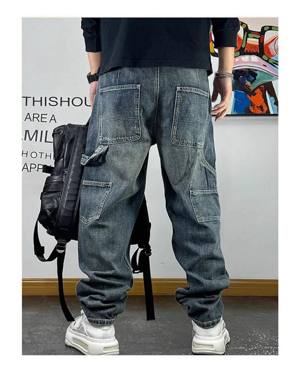 Ripped Denim Carpenter Jeans , - Streetwear Jeans - Slick Street