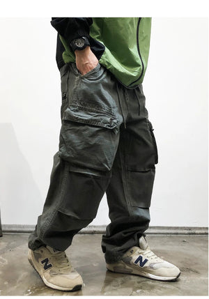 Tactical Straight Leg Elastic Waist Pants , - Streetwear Pants - Slick Street