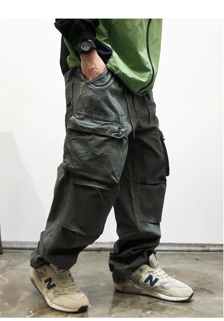 Tactical Straight Leg Elastic Waist Pants , - Streetwear Pants - Slick Street