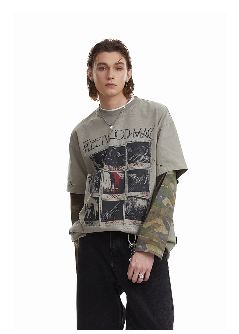 Fleetwood Mac Camo Long Sleeve T-Shirt , - Streetwear T-Shirt - Slick Street