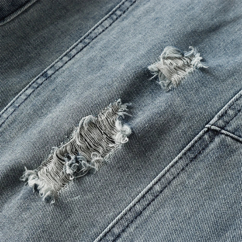 Denim Blue Ripped Baggy Pants , - Streetwear Pants - Slick Street