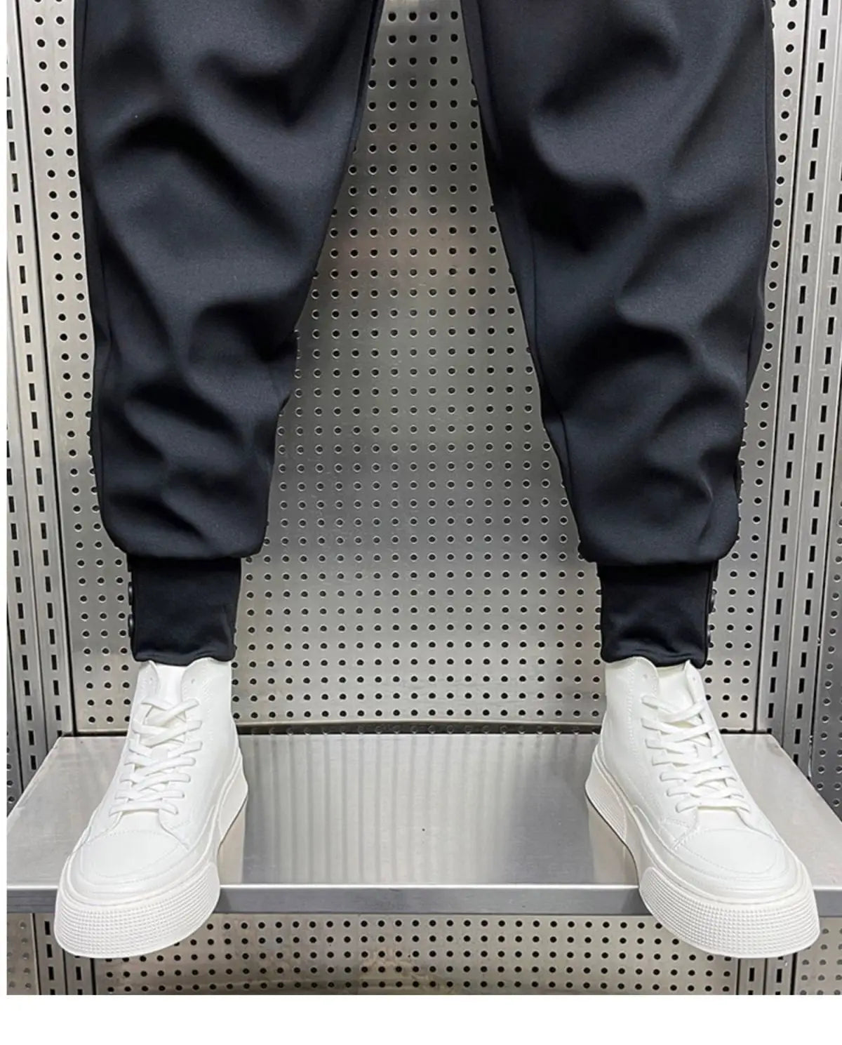 Wrinkled High Waist Button-Up Pants , - Streetwear Pants - Slick Street