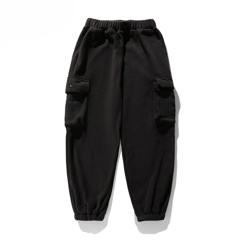 Unicolorous Fleece Cargo Joggers Black, M - Streetwear Joggers - Slick Street