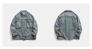 Tied Die Lapel Button Up Jean Jacket ,  - Streetwear Pants - Slick Street