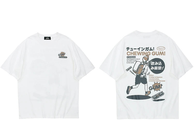 Chewing Gum Candy Cartoon Crew Neck T-Shirt , - Streetwear T-Shirts - Slick Street