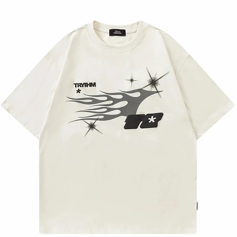 Warrior Fire Flame Graphic Loose T-Shirt ,  - Streetwear T-Shirt - Slick Street