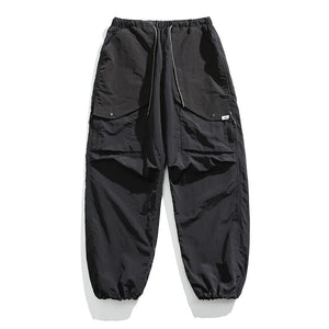 Waterproof Nylon Cargo Pants Black, XXL - Streetwear Cargo Pants - Slick Street