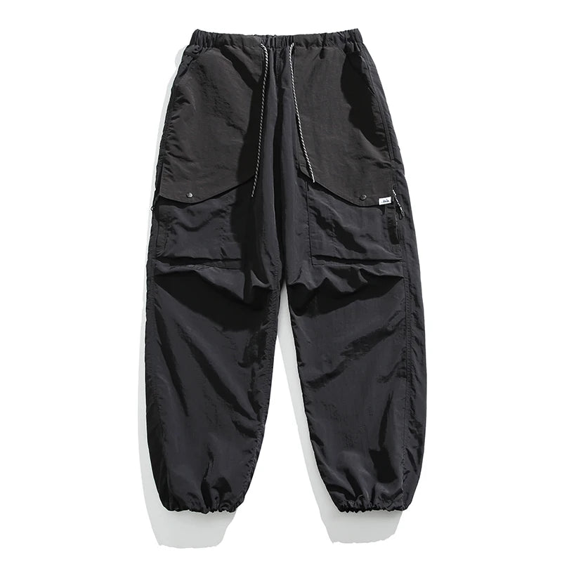 Waterproof Nylon Cargo Pants Black, XXL - Streetwear Cargo Pants - Slick Street